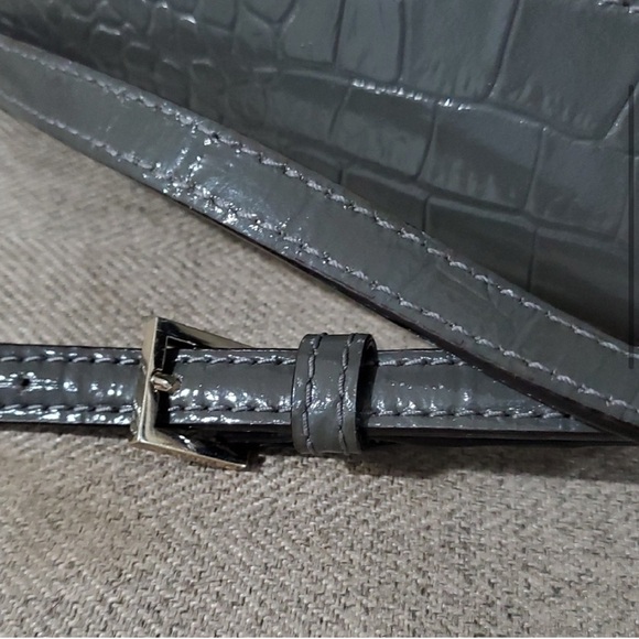 Kate Spade Gray Croc-Embossed Satchel with Gold Hardware  NWOT - Picture 4 of 14